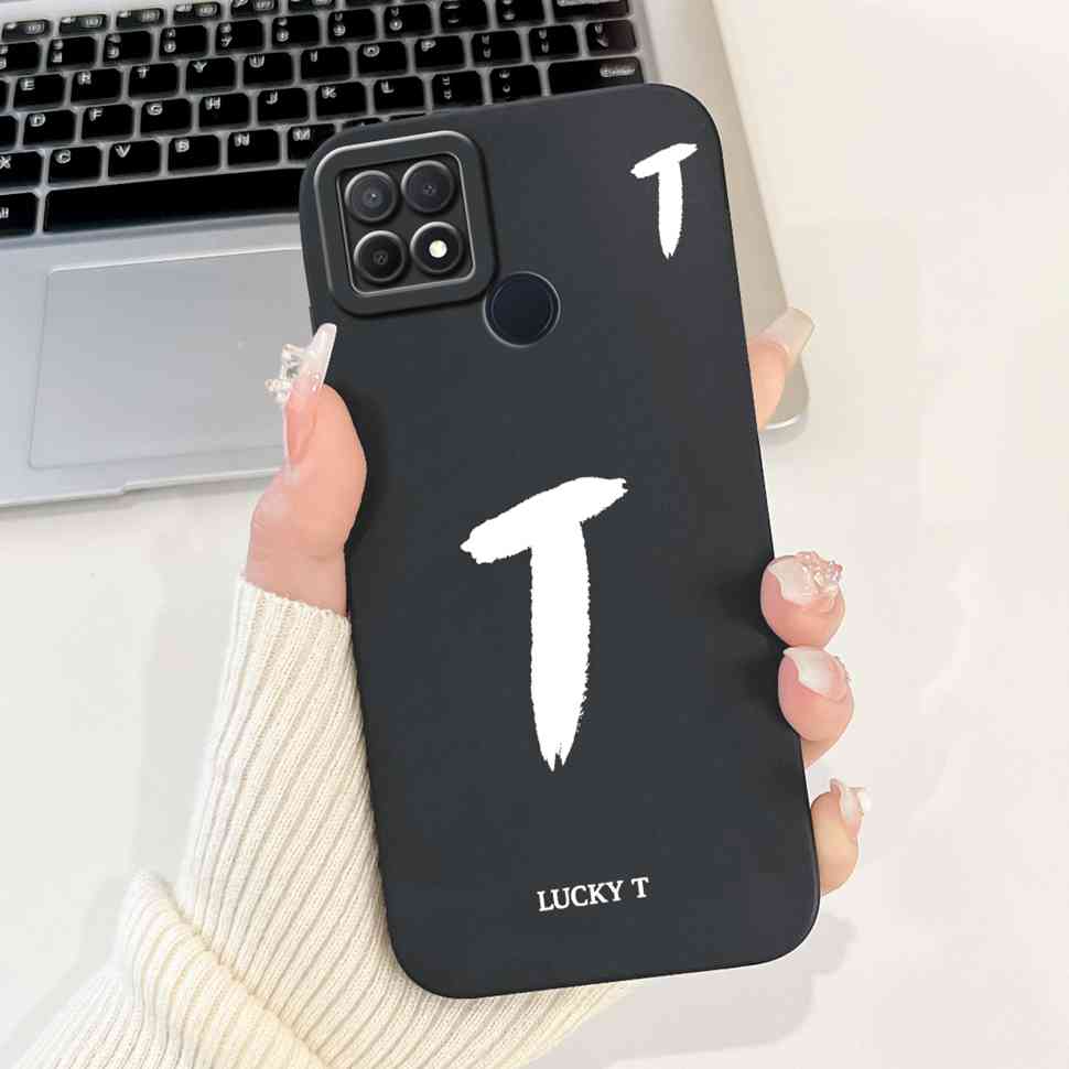 For Oppo A15 CPH2185 Case New Black Letters A-Z Soft Silicone Shockproof Cover For Oppo A 15S A15s 6.52" CPH2179 Phone Shell