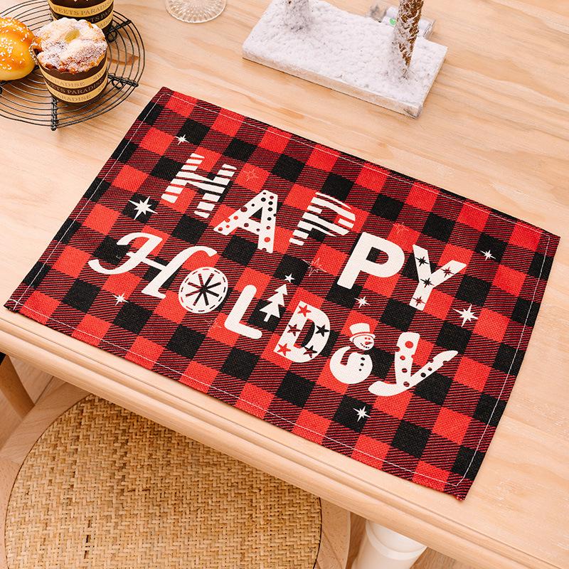 Plaid Christmas & New Year Table Mat - Heat-Resistant Home Decoration Placemat