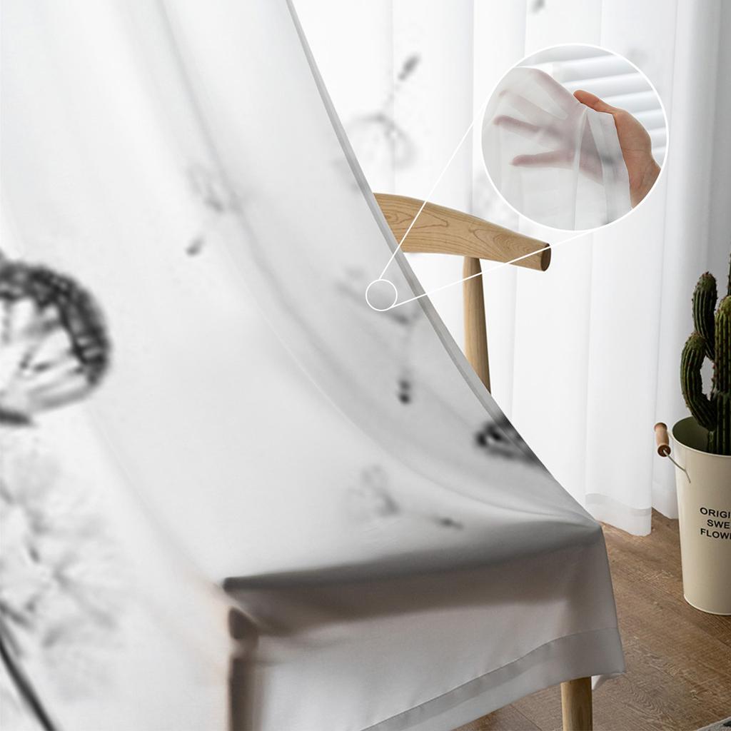 Dandelion Silhouette With Butterflies Sheer Curtains for Living Room Tulle Window Curtain Bedroom Kitchen Veil Drapes