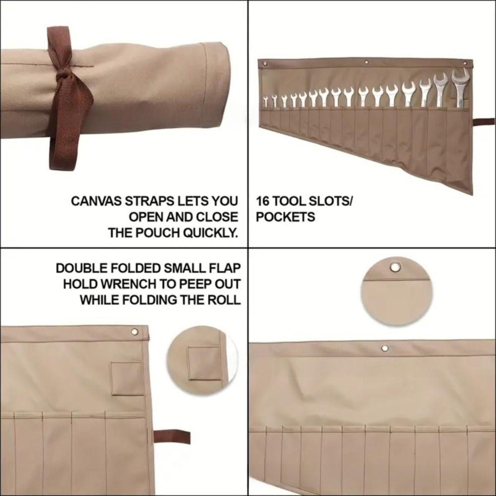 16-Pocket Tool Storage Bag Multi-Purpose Wrench Pouch Portable Wrench Storage Bag