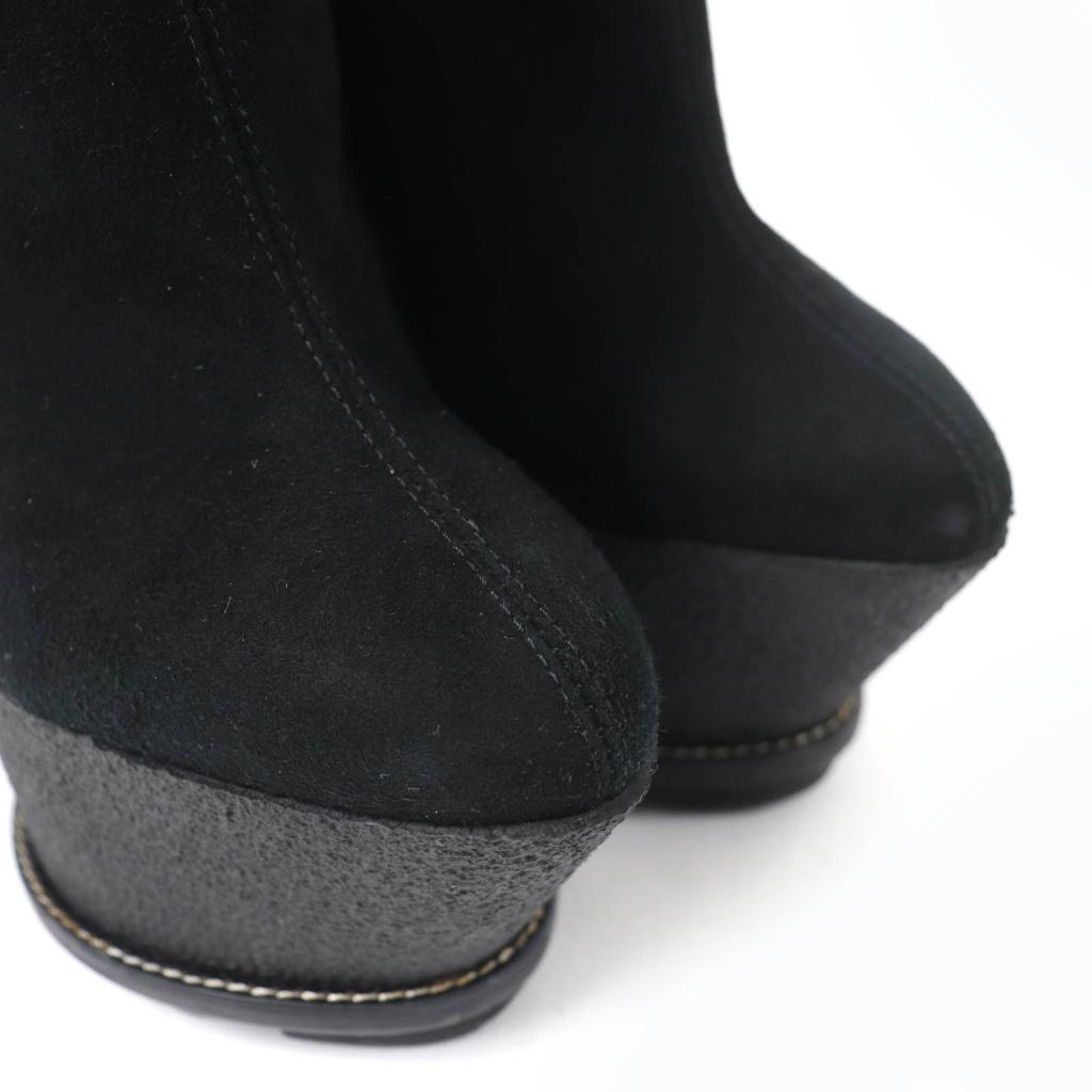 Excellent GIUSEPPE ZANOTTI Ankle boots Wedge sole black Suede leather Women 35 Used