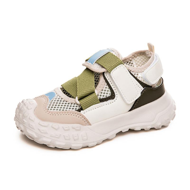 

Модные детские спортивные сандалии, летние новые закрытые сандалии для мальчиков с сетчатой дышащей мягкой подошвой, повседневные кроссовки для девочек 28 зелёный