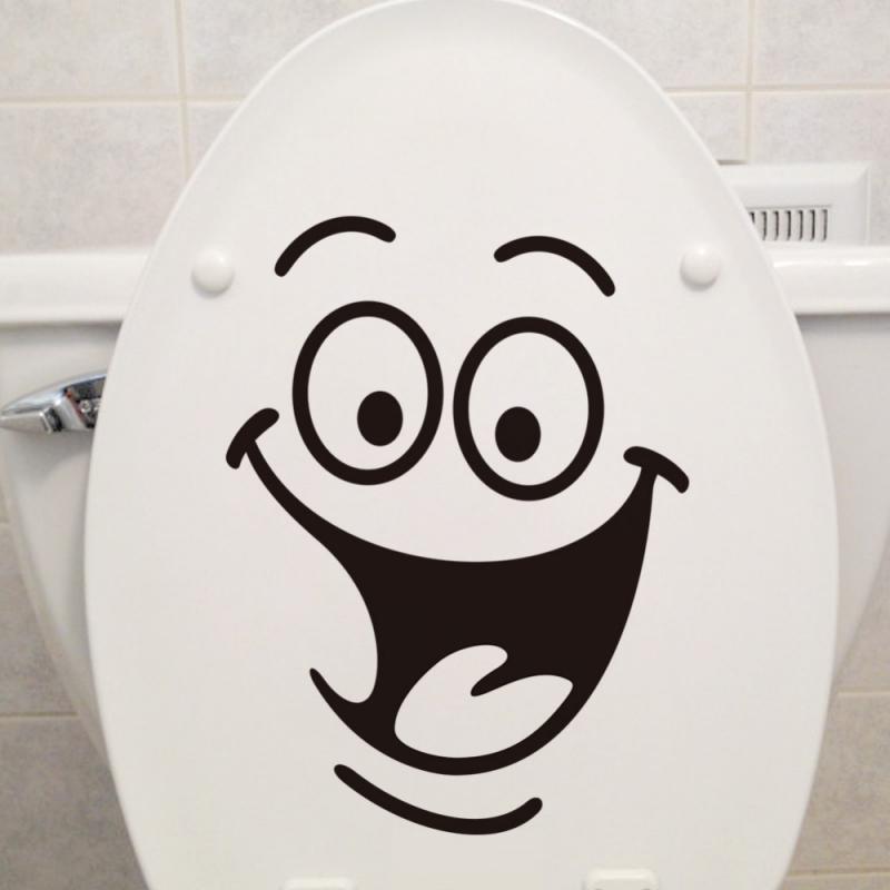 Funny Smile Toilet Stickers Lovely Wall Decal Home Decor Art PVC Vinyl Bathroom Decoration Waterproof Home Decoration Stickers