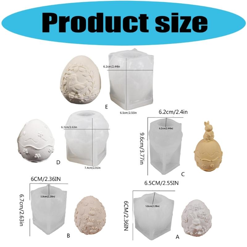 Embossed Hare Easter Eggs Shape Silicone Molds Heat Resistant for Resin Casting Making Candle Soap Home Decoration