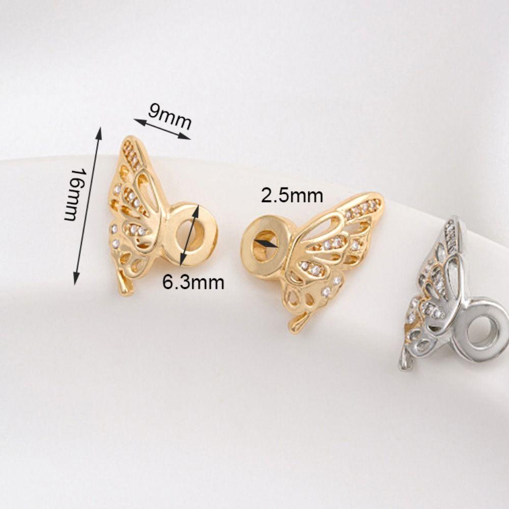 Creative Copper Zircon Butterfly Beads DIY Shiny Spacer Beads Bracelets Accessories Jewelry Supplies Accessories Creation