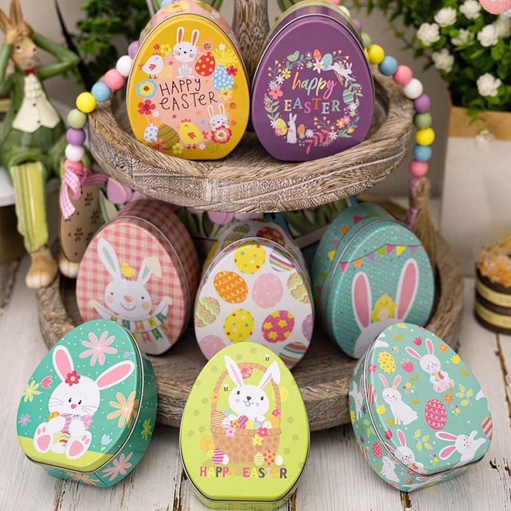 Metal Egg Shaped Tinplate Box Dust-proof Rabbit Iron Case Tinplate Storage Case  Cosmetic