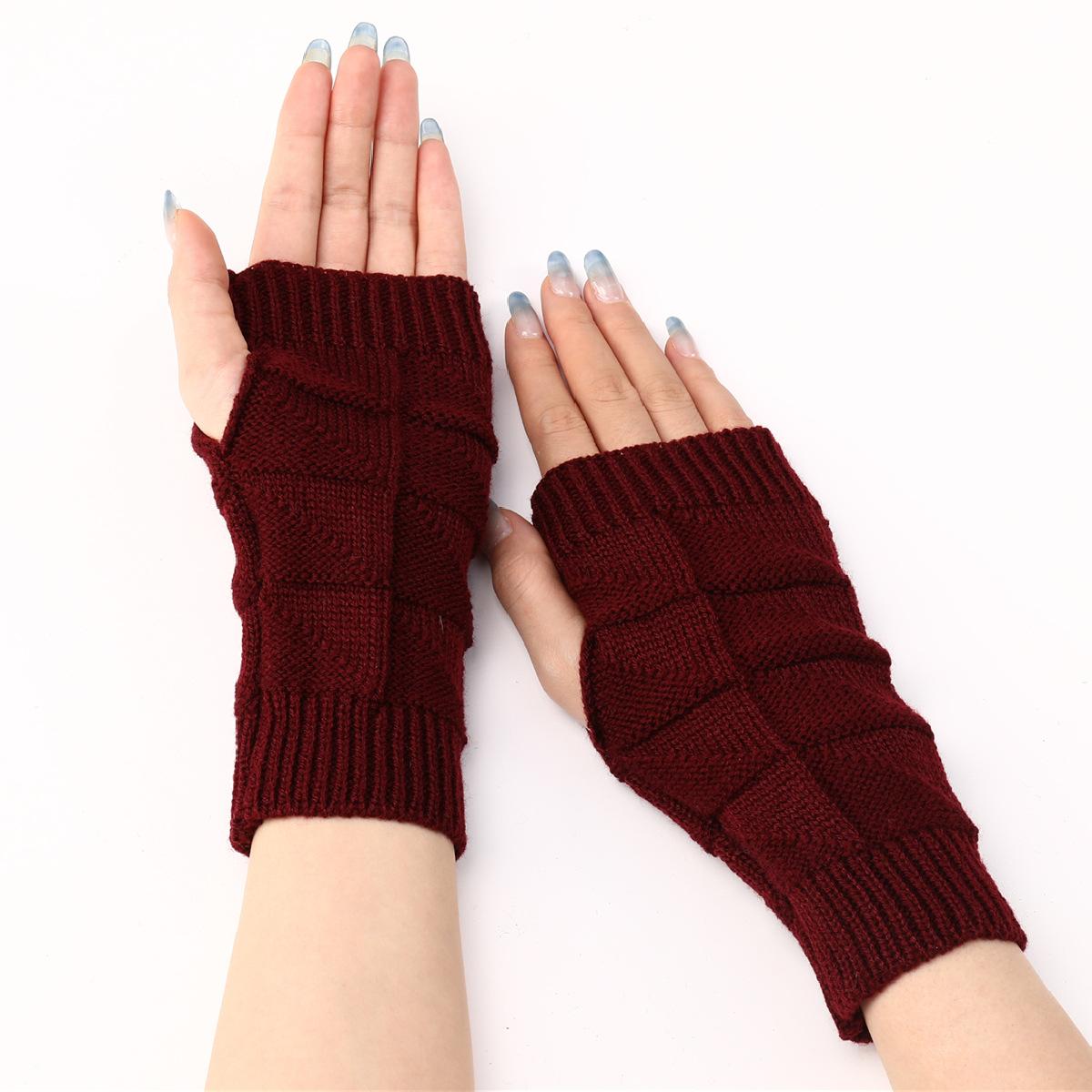 

Новые осенние и зимние женские вязаные теплые перчатки с рукавами до половины пальцев и короткими рукавами one size бордовый
