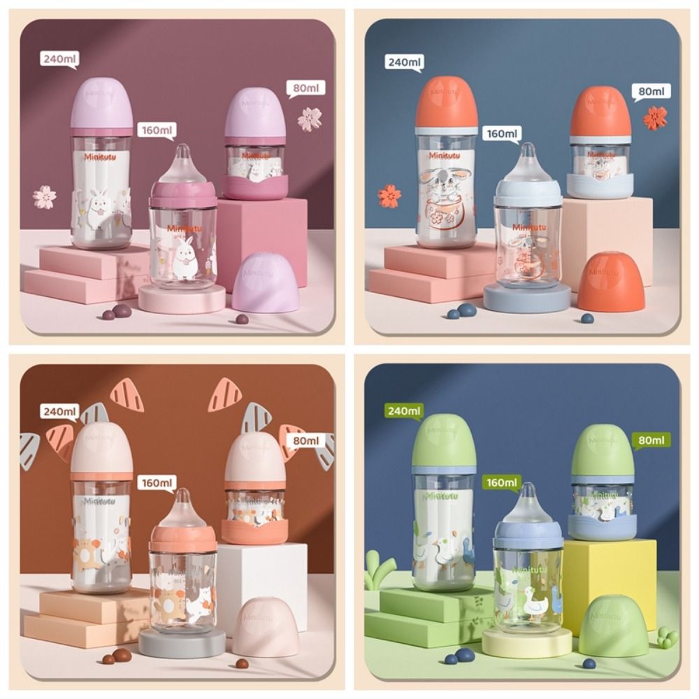 Cartoon Newborn Glass Bottle Wide Mouth Baby Milk Bottle Baby Feeding Bottle Infant Feeding