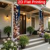 2D Flat, 2pcs 2D Flat Printing Dog Red Fruit Snow Snowman, Merry Christmas Door Couplet Banner-Porch Banner, Birthday Party, Festival Gathering, Outdo