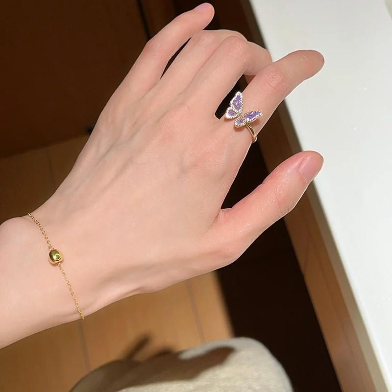 2025 Unique Blue Mother-of-Pearl Enamel Oil Drop Ring - Elegant Luxury for Girls