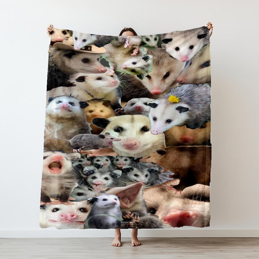 130×150cm Niedliches Opossum Tiere Dünne Bedruckte Decke Camping Überwurf Bett Sofa Büro Klimaanlage Weich Freizeit Paar Geschenk