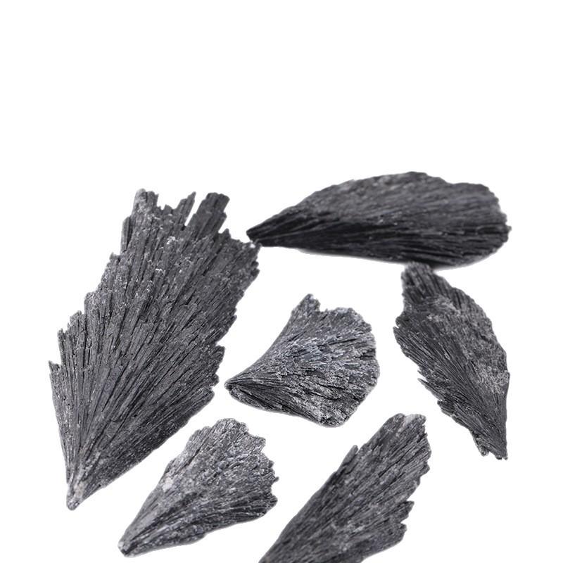 1 pcs Electroplated black tourmaline, peacock blue feathers, crystal clusters, mineral specimens, Taijing karst caves, modern decoration