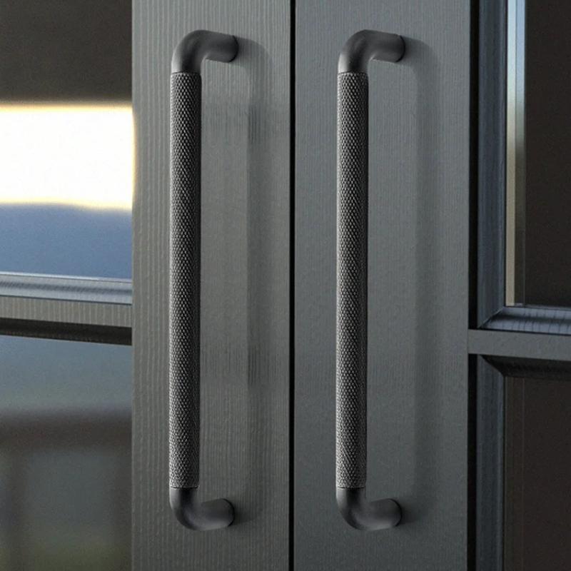 Kování Dveřní Knoflíky 320mm Slitina Hliníku Rýhované Texturované Hnědé Rukojeti Evropské Skříňové Kování Zásuvkové Madlo