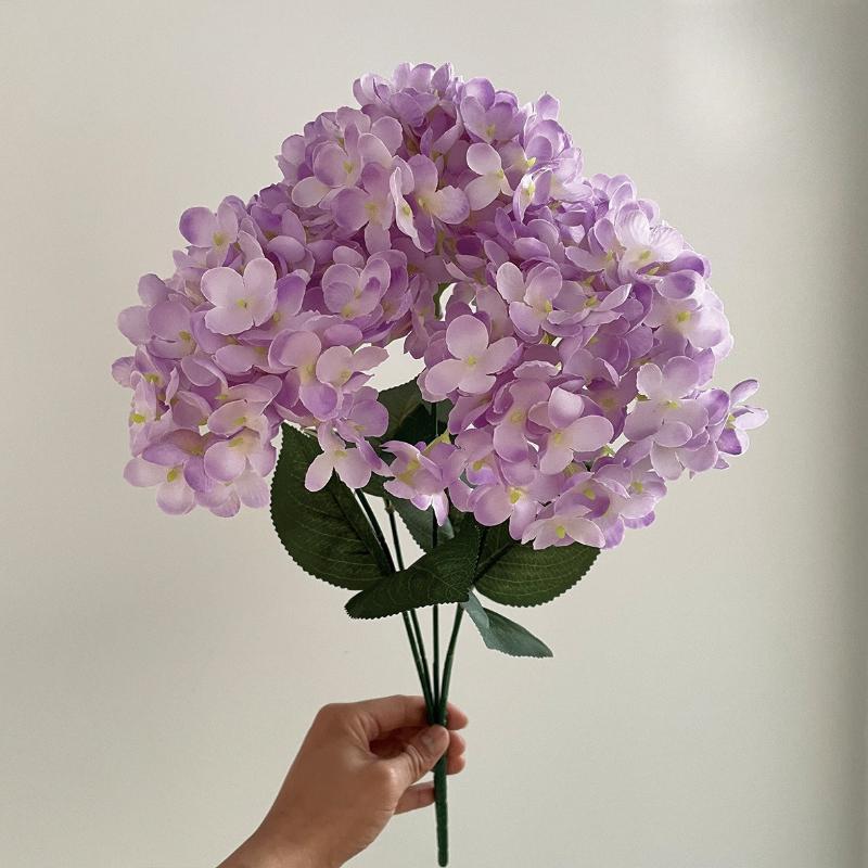 Simulation 5 Heads French Hydrangeas Branch Silk Fake Flowers Restaurant Decoration Champagne Hydrangea Artificial Flower