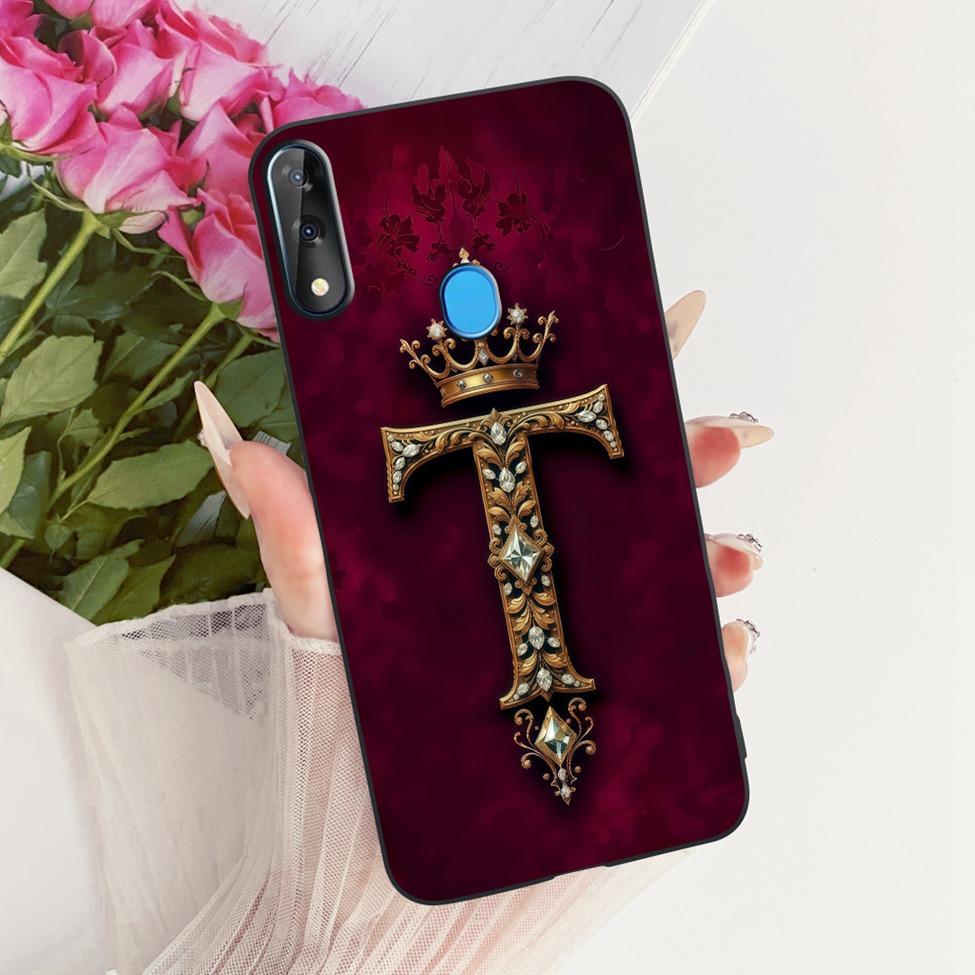 For ZTE Blade V10 Cover For ZTE Blade V10 2019 Case Silicone Luxury Crown A-Z Letters 2D Flat Pattern Soft Phone Casing