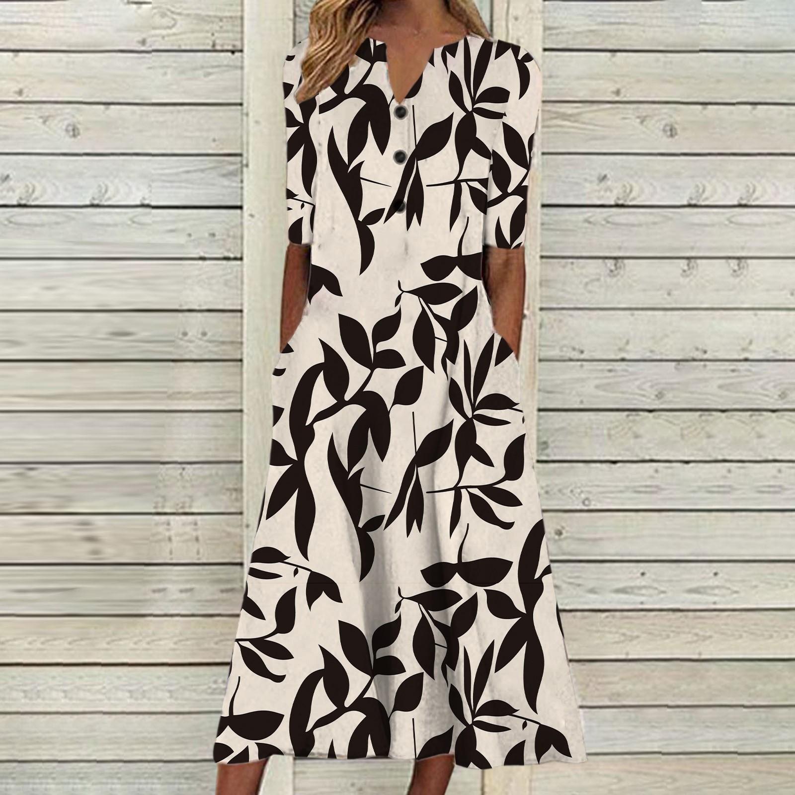

Женские летние платья с V-образным вырезом и цветочным принтом, миди-платье, повседневные платья с коротким рукавом, модные струящиеся сарафаны для отпуска XL хаки