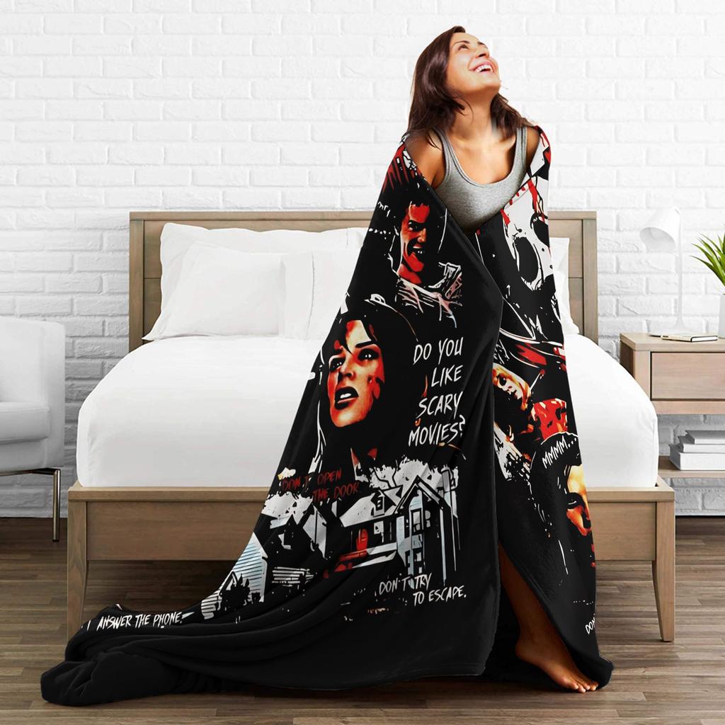 Scream Movie Horror Warm Blanket  Children Plush Throw Blanket Novelty Outdoor Flannel Bedspread Sofa Bed Cover