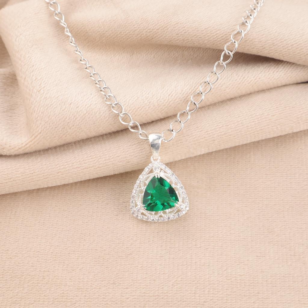 Chrome Diopside Gemstone 925 Solid Silver Jewelry Zircon Wedding Pendant 0.99" CZP-8-5