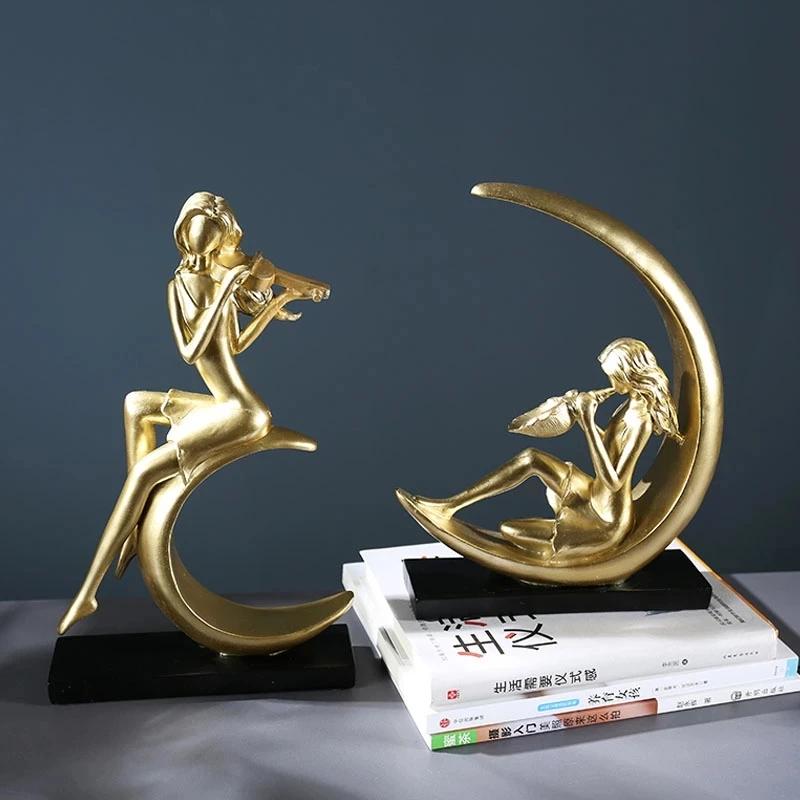 Moon Girl Figure Ballet Dancer Statue Living Room TV Cabinet Decoration Ornaments Birthday Gifts Artware Home Decor Figurines