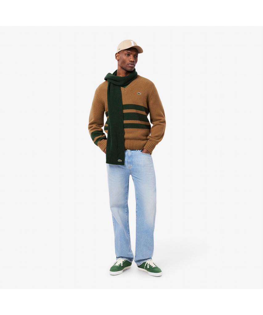 LACOSTE Men'S Striped V-Neck Sweater Ah5180-55N 9Iq