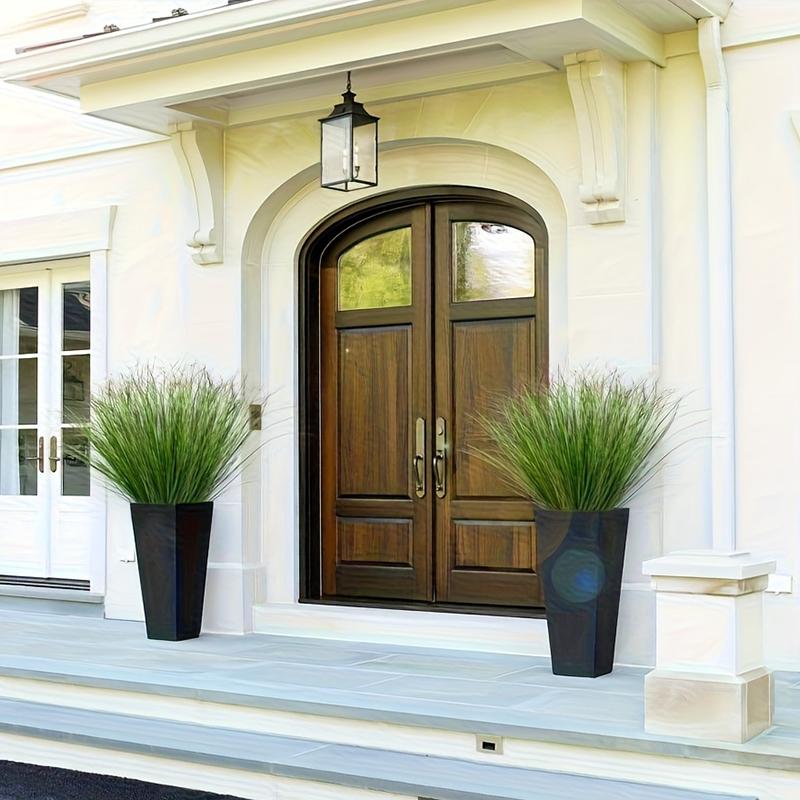16PC Lush Green Outdoor Faux Shrubs Home Decor Fake Tall Grasses Home Office Decor Realistic Plastic Plants Indoor 3 Sizes