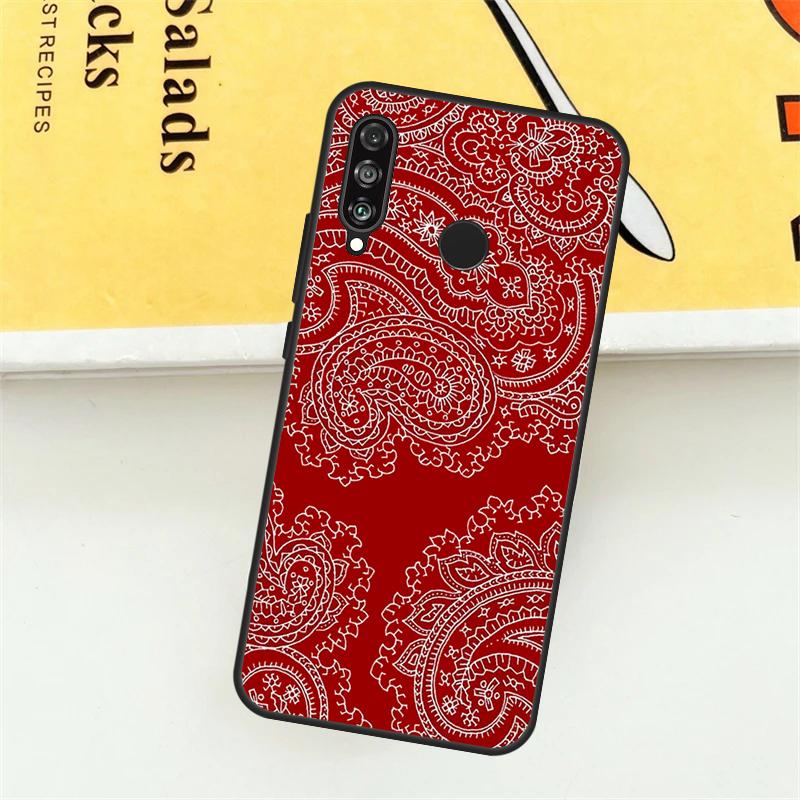 Red Bandana Paisley For Huawei Nova Y61 Y73 Y70 Y72 Y60 Y90 Y91 7i 8i 11i 12i 12s 9 10 SE P20 P30 P40 Lite Case