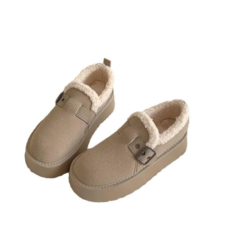Non-slip heightened thick-soled snow boots women's winter piled and thickened new one-pedal thermal cotton shoes