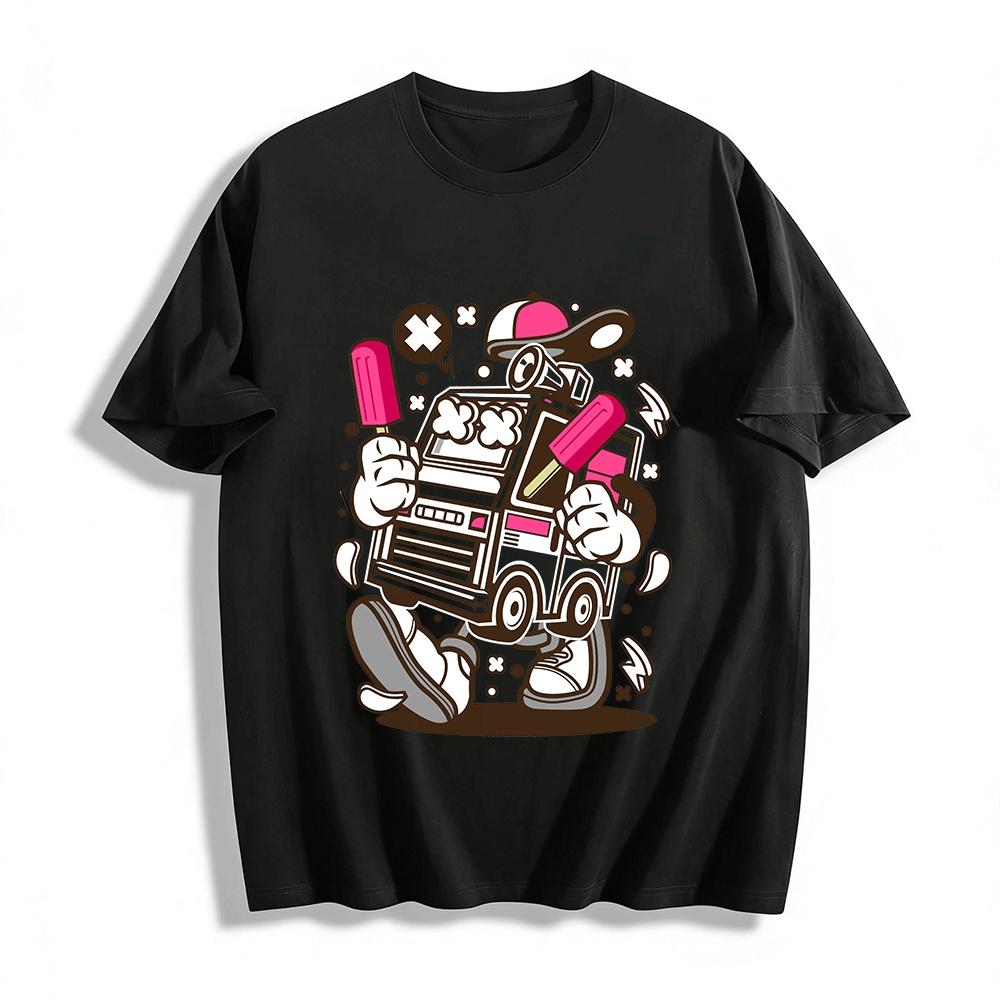 Cool Ambulance With Popsicles Graphic Trendy Casual T-Shirt Pure cotton T-shirt XXS