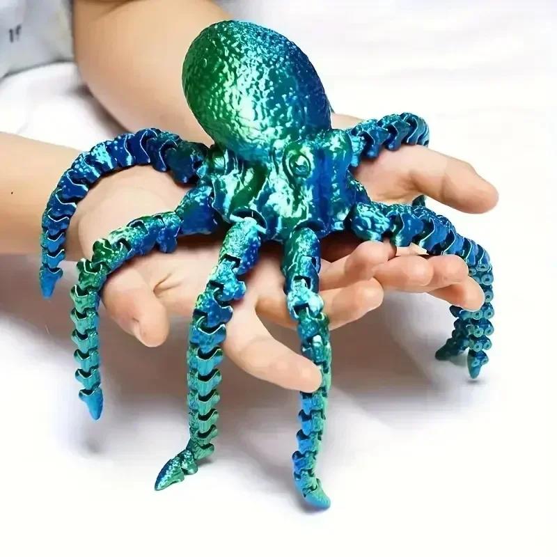 3D Printed Octopus Figurine Flexible Joints Home Office Desktop Decor Ocean Animal Aquarium Fish Tank Octopus Ornaments