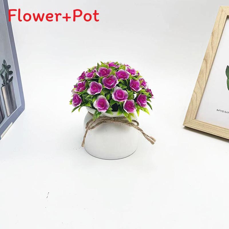 

Mini Plastic Rose Potted Plant Bonsai For Wedding Photography And Home Decor VioletRed