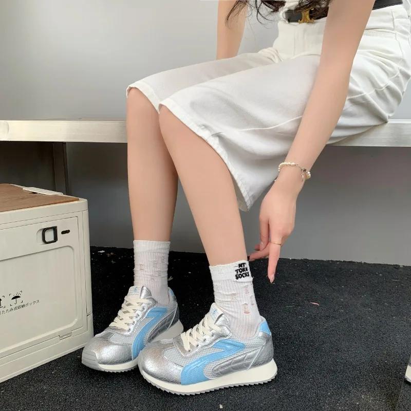 Fashion 2025 Fashion Ladies Shoes Lace-up Women's Vulcanize Shoes New Color Matching Mesh Best Seller Comfortable Breathable Sneakers