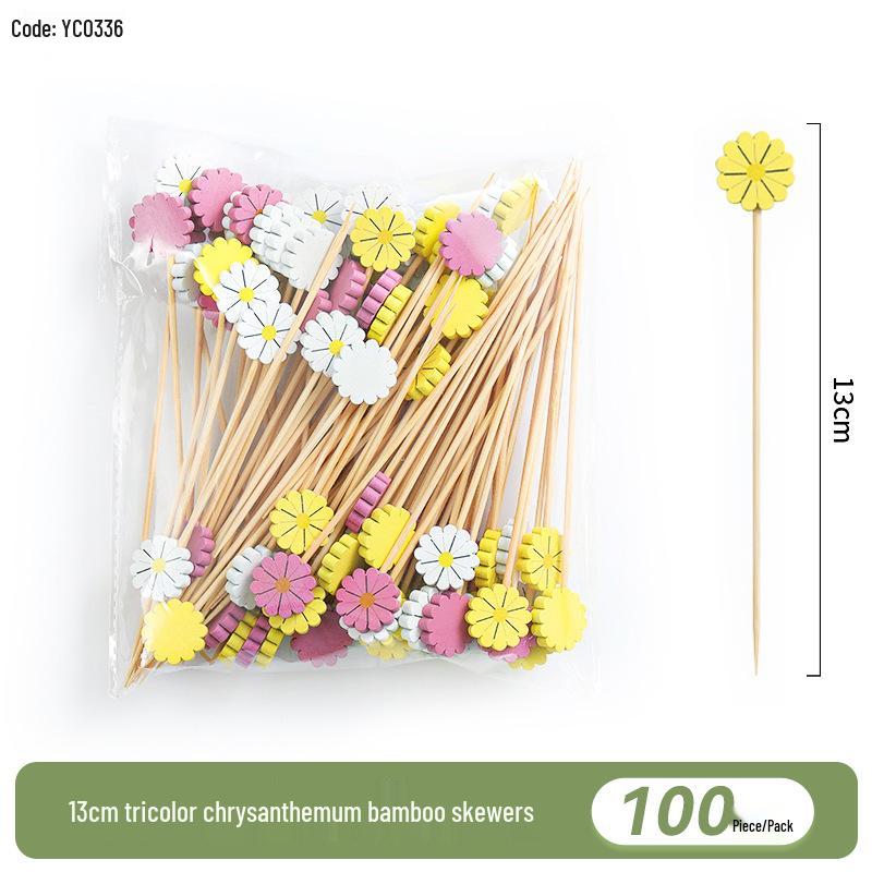 Creative Bamboo Fruit & Flower Picks for Parties, Cocktails, Burgers, & Easter Decorations