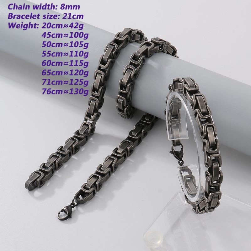Retro Black Cuban Chain Bracelet Necklace with Multiple Chains Options