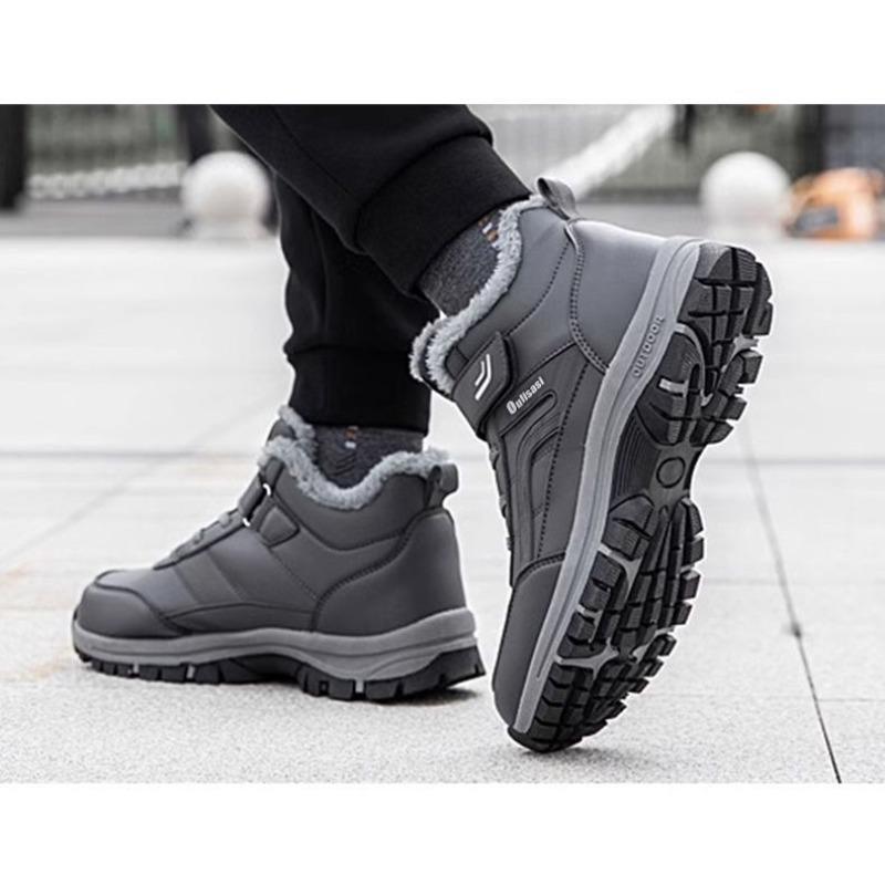 Men's and Women's Casual Snow Boots, Non-slip and Windproof High-top Lace-up Boots with Furry Lining for Outdoor Walking, Running, Hiking