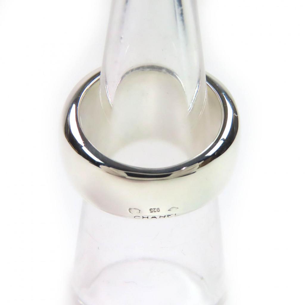 Excellent CHANEL Ring Logo Engraved Wide Silver SV925 Women Used
