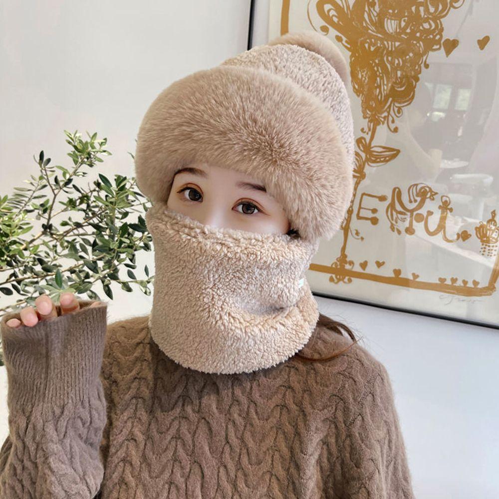 Skull Cap Female Neck Warm Windproof Winter Thicking Hood Beanie Hat Bib Hat Hat Collar Plush Hat