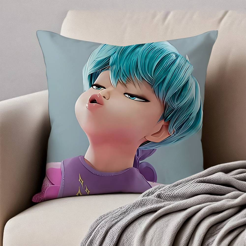Movie S-Sajas B-Boys Pillow Case Anti-Dustmite Pillowcase Invisible Zipper Silky Short Plush Sofa Cushion Cover