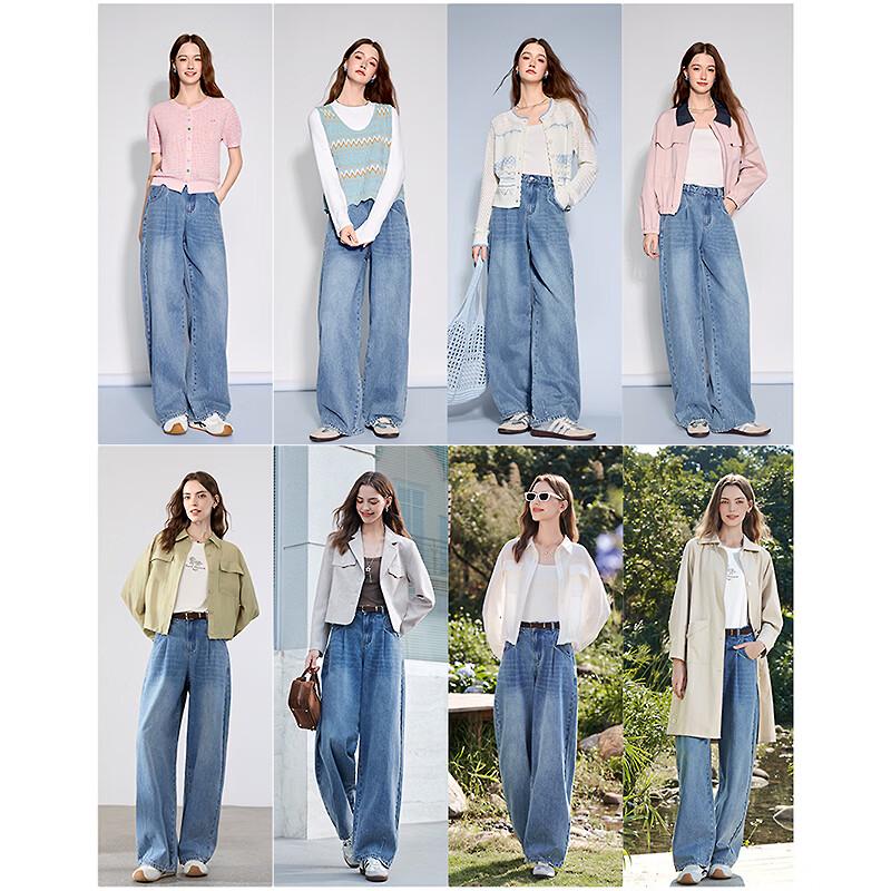 BETU Women's High-Waist Loose Denim Wide-Leg Pants