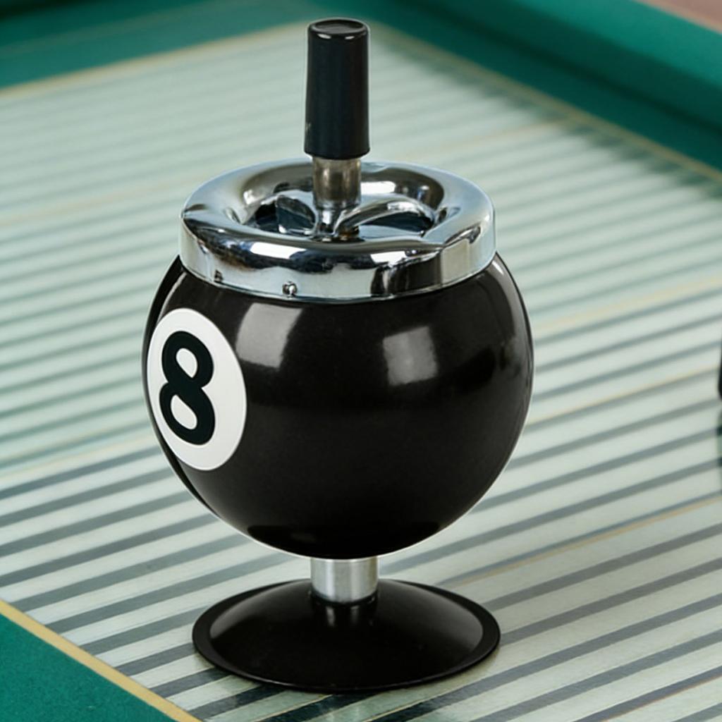 Stylish Metal Ashtray Billiards Shape Large Capacity Windproof Ashtray for Indoor Outdoor Use