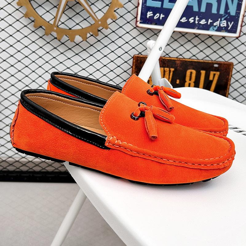 LZD Breathable Men's Suede Leather Fringed Feet Casual Small Leather Shoes Men
