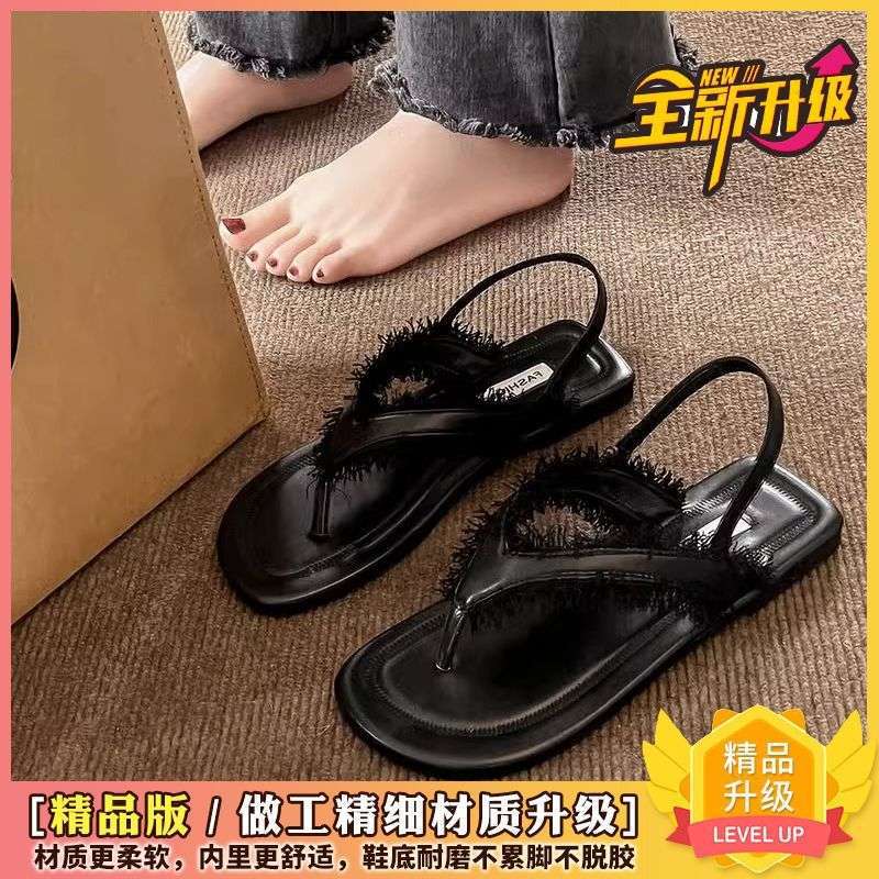Roman sandals women's summer 2025 new fashion versatile retro foreign flat bottom seaside toe beach shoes tide