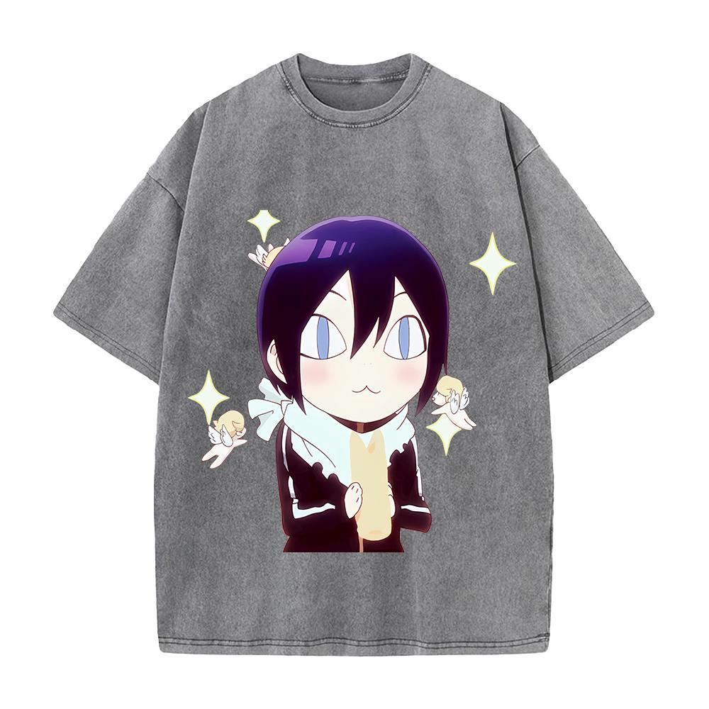 Hot Anime Noragami Yato Graphic Tee Men Women Short Sleeve Clothing Washed Cotton Tshirt Casual T-shirt Harajuku Vintage T Shirt