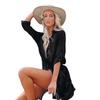 2022 European & American Loose Long Sleeve Bikini Cover-up Cardigan for Beach, Seaside Vacation, Sun Protection.