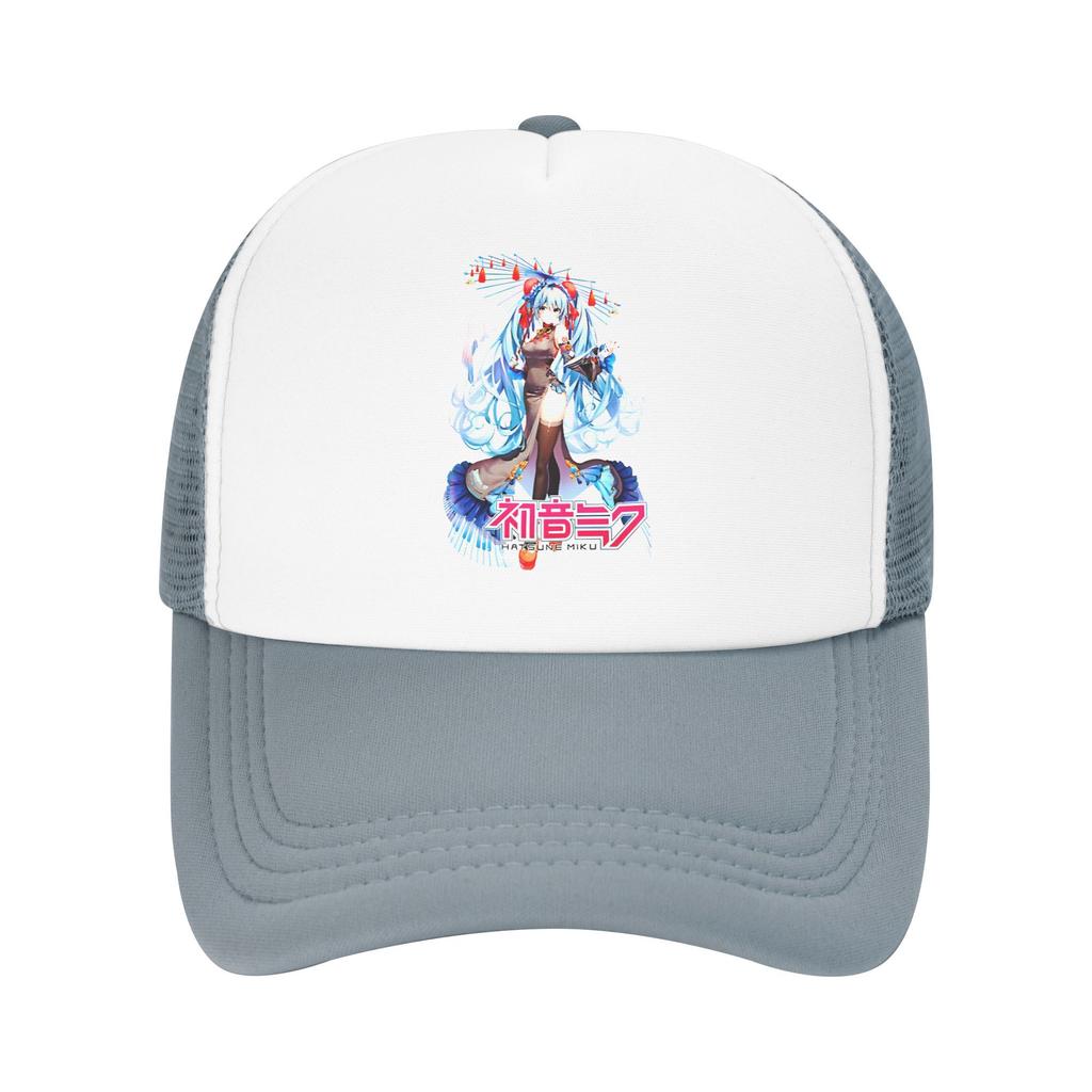 Hatsune Miku Vocaloid Foam Mesh Trucker Hat Stylish Summer Breathable Meshback Sun Caps Adjustbale For Casual Wear