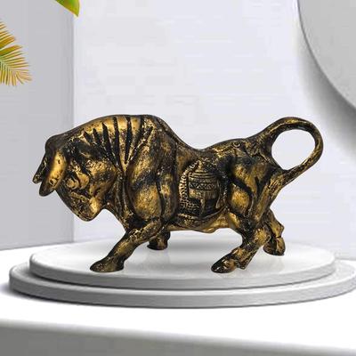 Statua di Toro in Resina con Finitura Ottone per Decorazione Domestica (Confezione da 1, Oro e Nero)