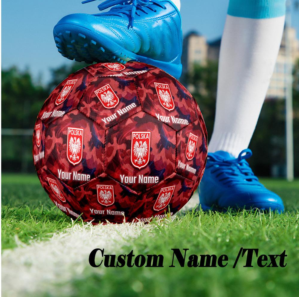 Size 5 Football Custom Name Text, Outdoor Training Soccer BallPoland Football