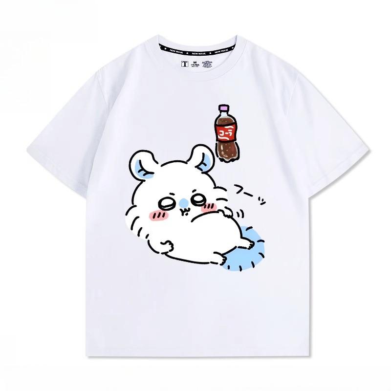 Miniso Cartoon Cute Chiikawa Printed Women Men Short-sleeved T-shirt Summer Casual Fashion Cotton Teenagers Loose Clothes
