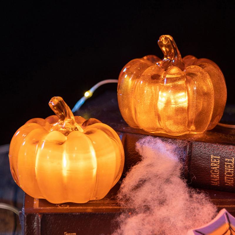 Light Up Pumpkin Decor Spooky Pumpkin Table Ornaments Halloween Night Light Pumpkin Decor Jack-O-Lantern Light Table Centerpiece