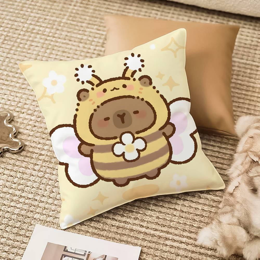 Cute Funny Kapibala Pillow Case Anti-dustmite Invisible Zipper Sofa Bed