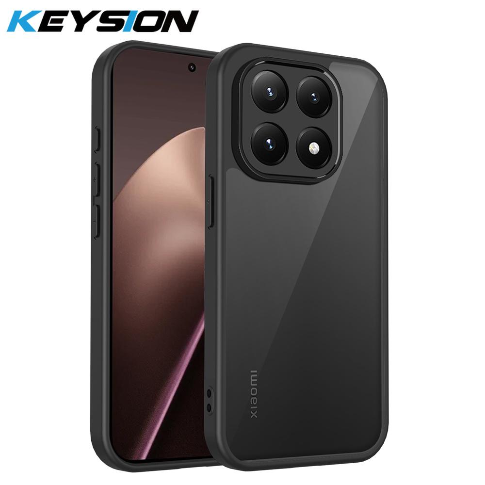 KEYSION Matte Translucent Black Phone Case for Xiaomi 15T 15T Pro 5G Soft Silicone+PC Clear Shockproof Cover for Xiaomi 15T Pro